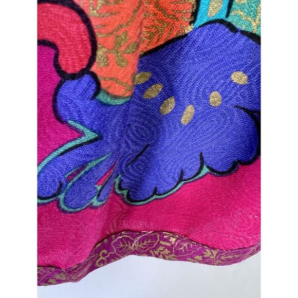 JEANNE MARC Maxi Skirt Vintage Purple Pink Teal Abstract size 12/14 Medium USA - Picture 9 of 16